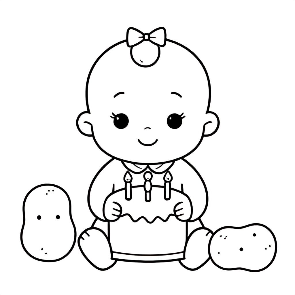 A baby girl named Avery first birthday, party theme is potatoes 