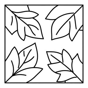 Repeating leaf pattern with flowing curves, simple design, black and white, bold thick lines, no shading, coloring page