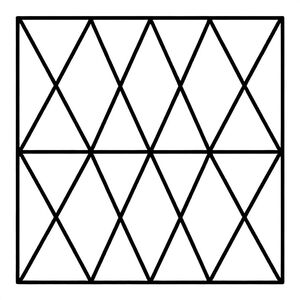 Geometric triangle pattern with repeating shapes, bold thick outlines, black and white