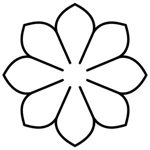 Symmetrical floral mandala with large petals, clean simple shapes, bold outlines, no shading