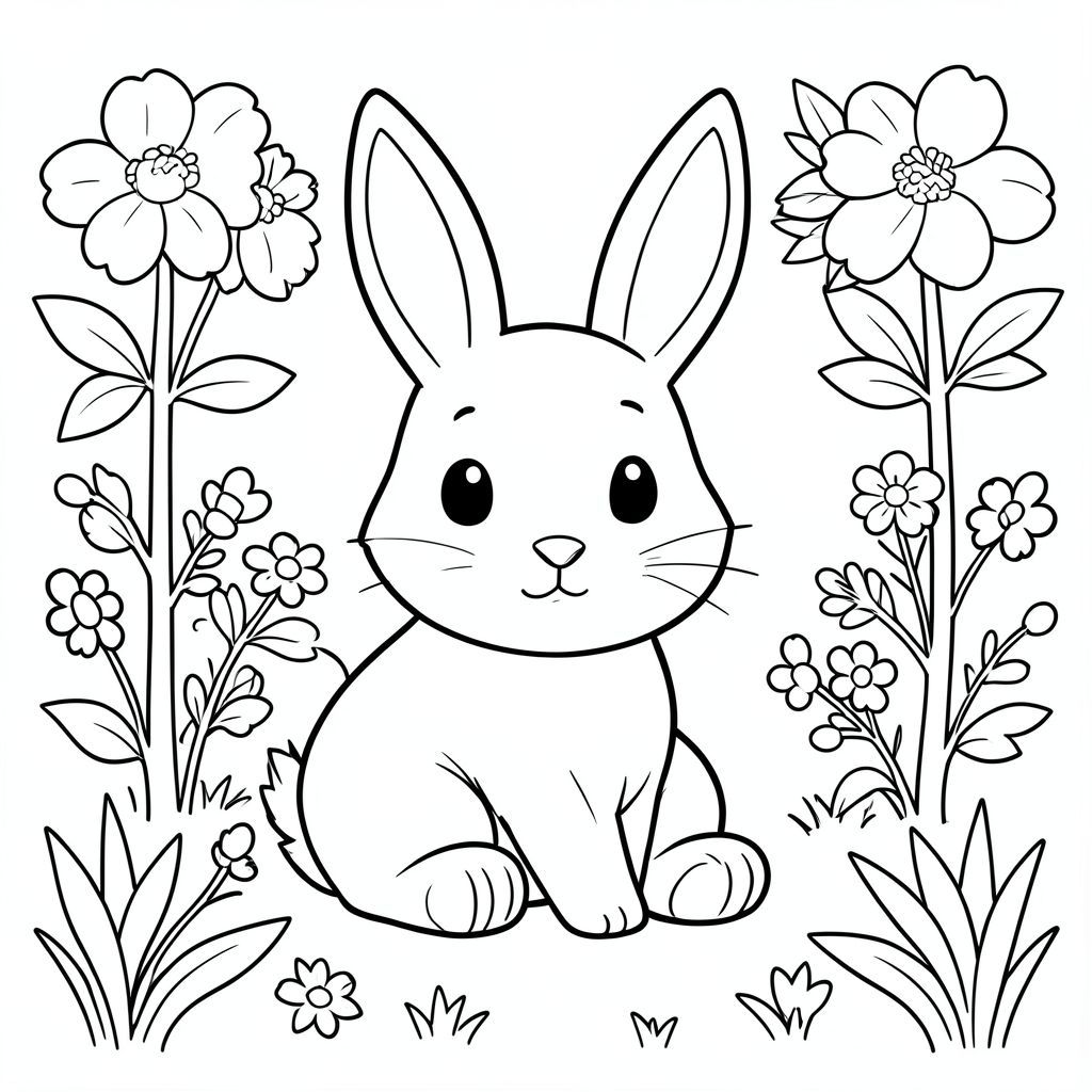 cute bunny sitting in garden