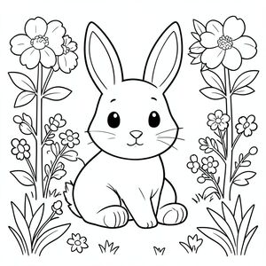 cute bunny sitting in garden