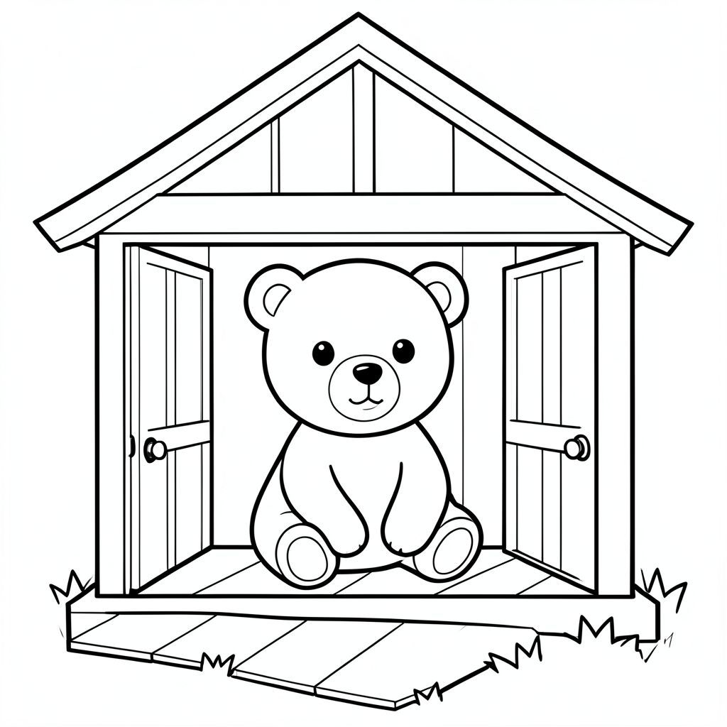 cute bear sitting in the house