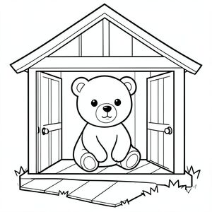cute bear sitting in the house