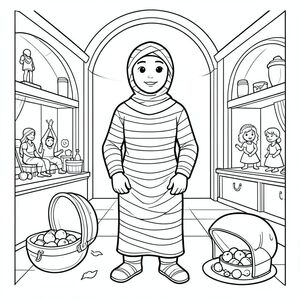 Xác ướp trong bảo tàng, kho báu, tranh tô màu đơn giản cho trẻ em