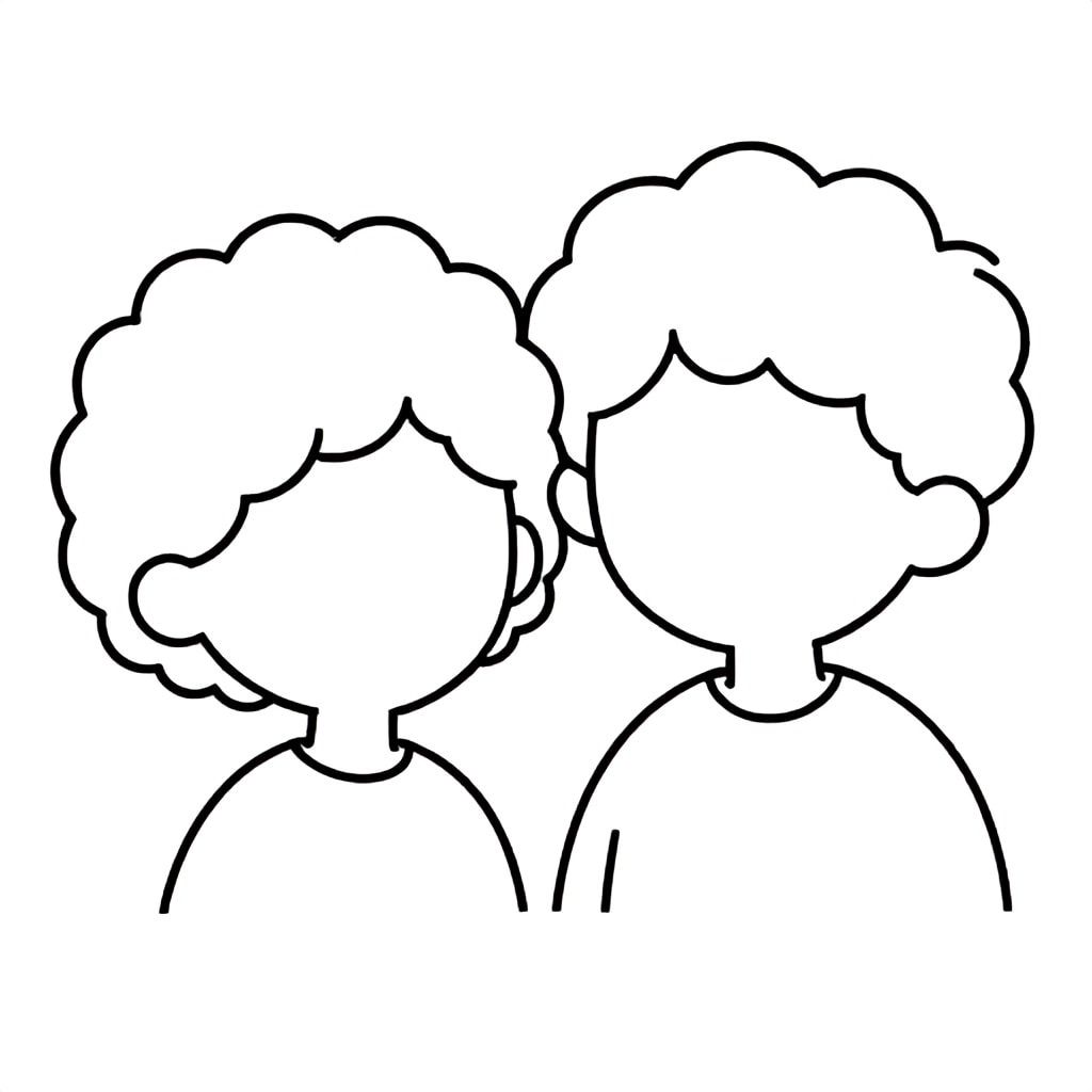 trang tô màu cặp đôi đen tóc xoăn
