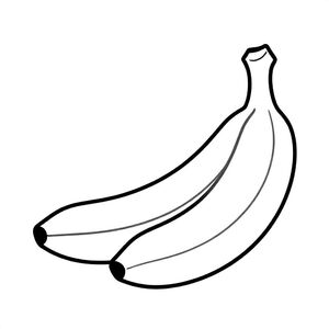 Realistic Minimalist banana for kids aged 3 to 6 years, thick black outlines, simple large shapes, plain white background, easy to color, no text, centered