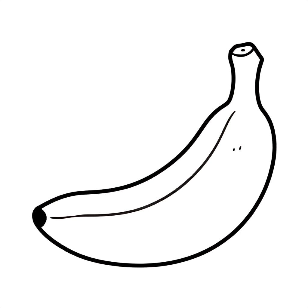 Realistic Minimalist banana for kids aged 3 to 6 years, thick black outlines, simple large shapes, plain white background, easy to color, no text, centered, kid-friendly illustration