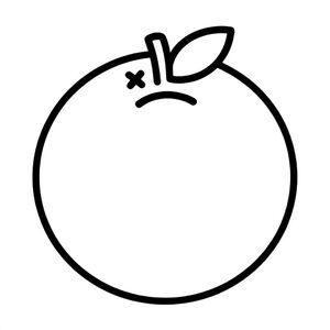 Simple stylized orange for kids aged 3 to 6 years, thick black outlines, large simple shapes, plain white background, centered on the page, easy to color, no text, no shading, kid-friendly illustration