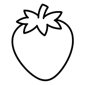 Realistic Minimalist Strawberry for kids aged 3 to 6 years, thick black outlines, simple large shapes, plain white background, easy to color, no text, centered, kid-friendly illustration