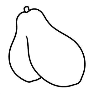 Realistic Minimalist papaya for kids aged 3 to 6 years, thick black outlines, simple large shapes, plain white background, easy to color, no text, centered, kid-friendly illustration