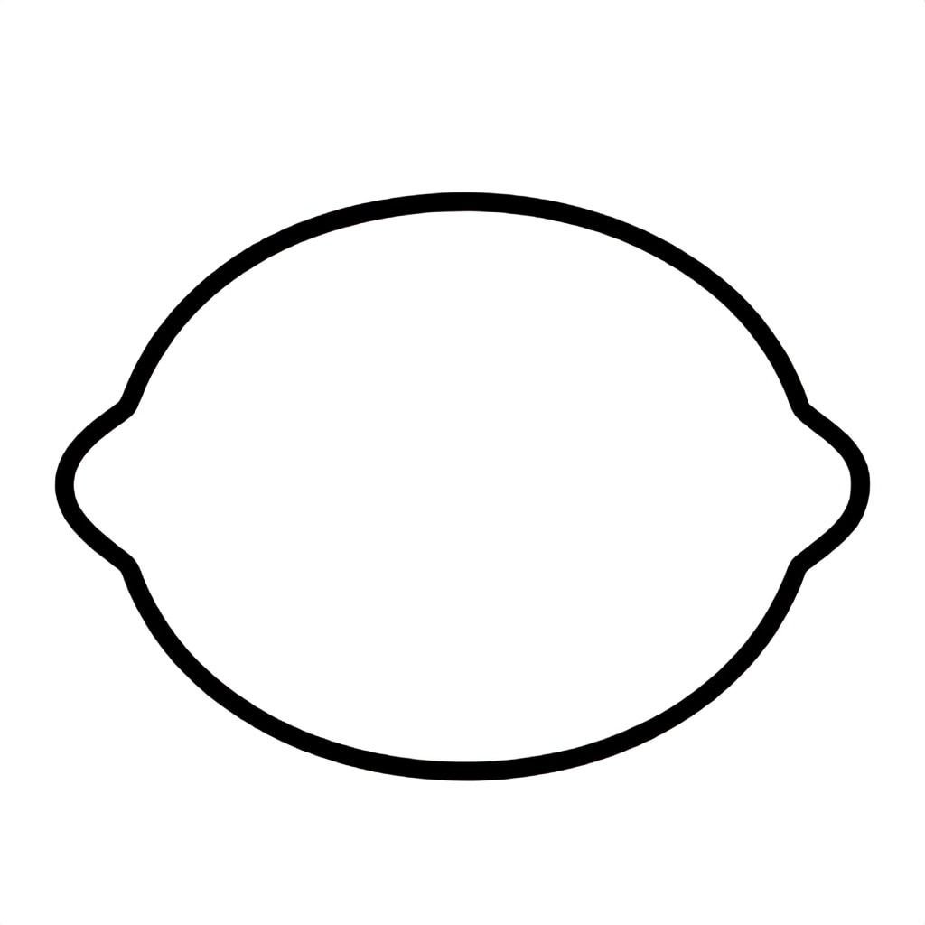 Realistic Minimalist Lemon for kids aged 3 to 6 years, thick black outlines, simple large shapes, plain white background, easy to color, no text, centered, kid-friendly illustration