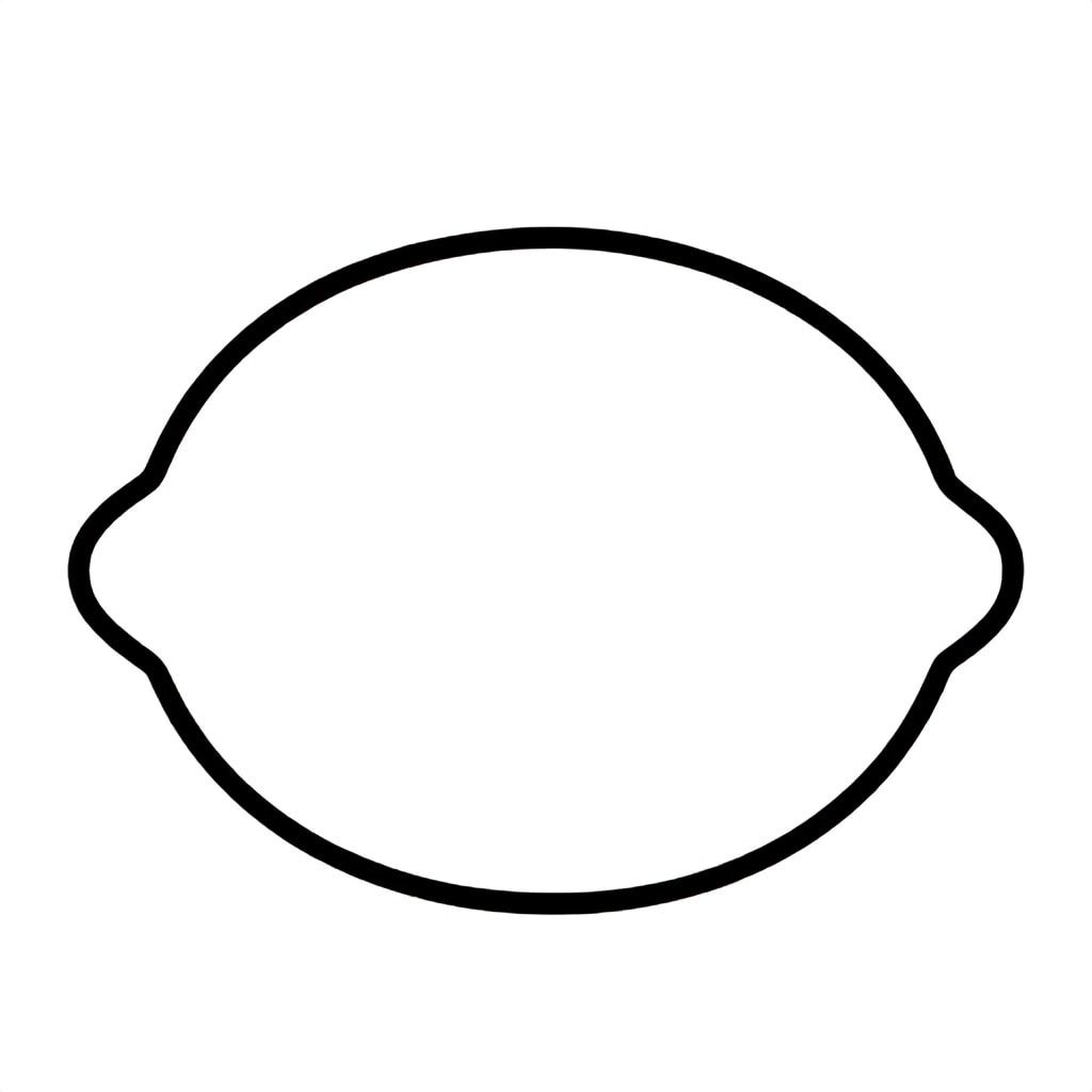 Simple Minimalist lemon for kids aged 3 to 6 years, thick black outlines, large simple shapes, plain white background, centered on the page, easy to color, no text, no shading, kid-friendly illustration