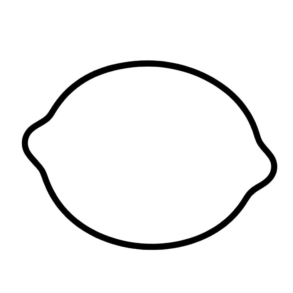 Simple stylized lemon for kids aged 3 to 6 years, thick black outlines, large simple shapes, plain white background, centered on the page, easy to color, no text, no shading, kid-friendly illustration
