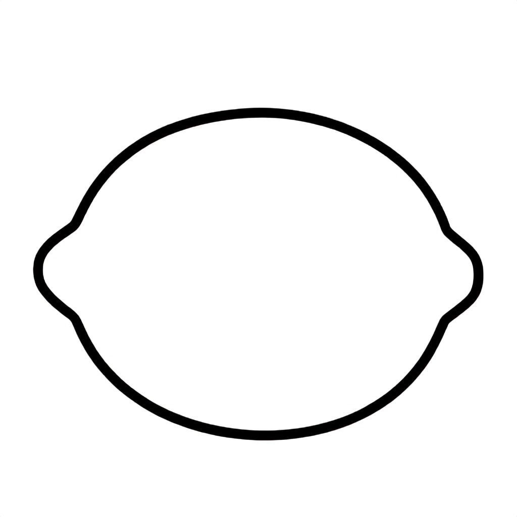 Realistic Minimalist Lemon with sliss for kids aged 3 to 6 years, thick black outlines, simple large shapes, plain white background, easy to color, no text, centered, kid-friendly illustration