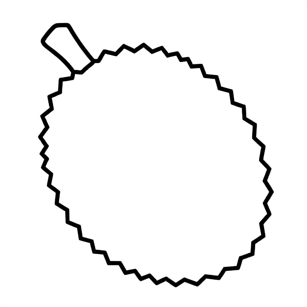 Realistic Minimalist Jackfruit for kids aged 3 to 6 years, thick black outlines, simple large shapes, plain white background, easy to color, no text, centered, kid-friendly illustration