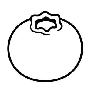 Realistic Minimalist Blueberry for kids aged 3 to 6 years, thick black outlines, simple large shapes, plain white background, easy to color, no text, centered, kid-friendly illustration