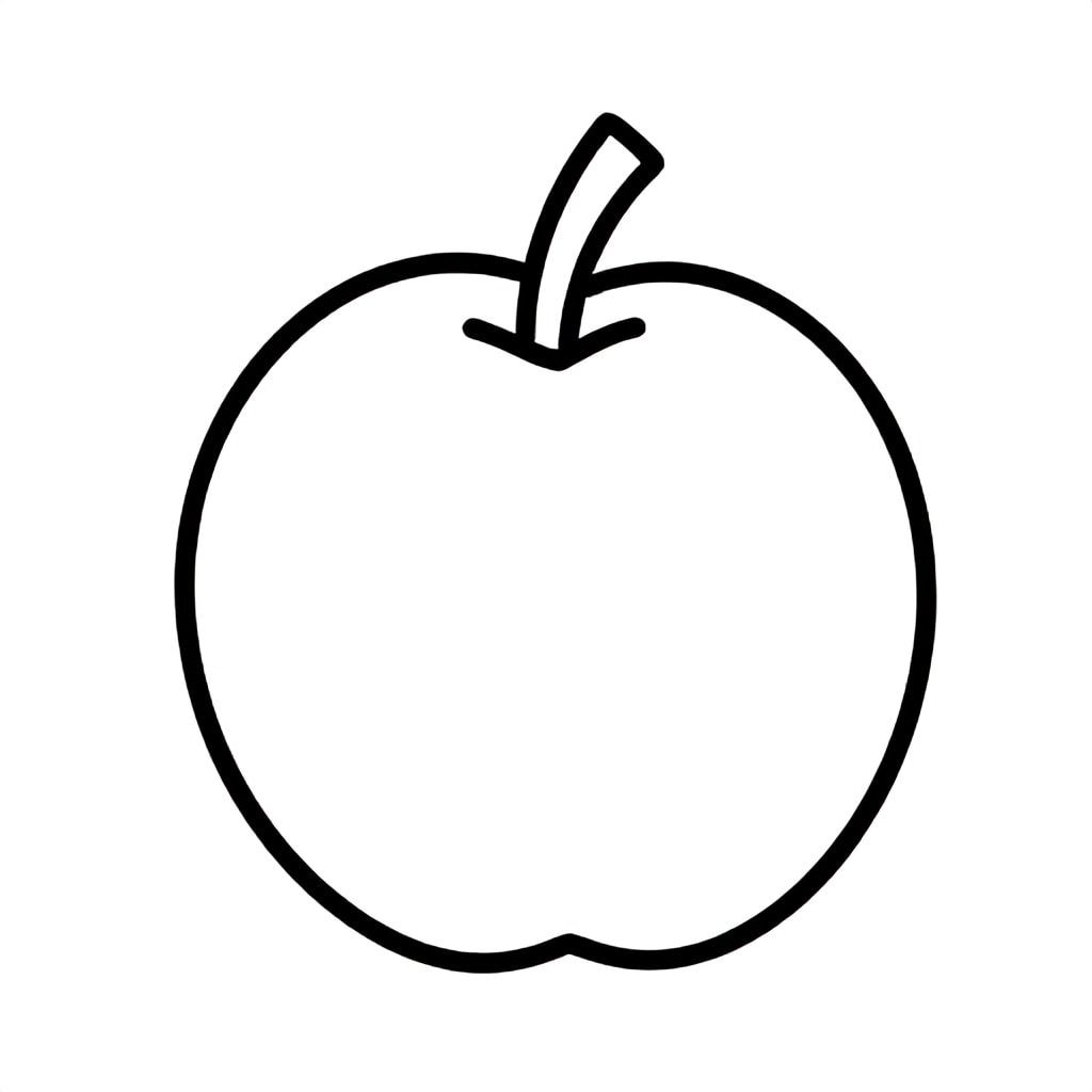 Simple Minimalist Plum for kids aged 3 to 6 years, thick black outlines, large simple shapes, plain white background, centered on the page, easy to color, no text, no shading, kid-friendly illustration