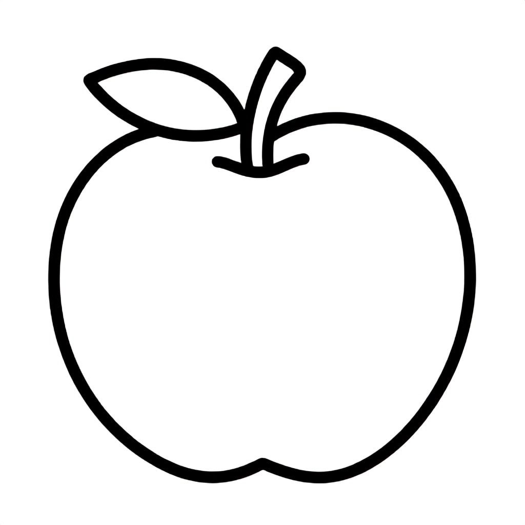 Realistic Minimalist Apricot for kids aged 3 to 6 years, thick black outlines, simple large shapes, plain white background, easy to color, no text, centered, kid-friendly illustration