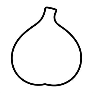 Realistic Minimalist Fig fruit for kids aged 3 to 6 years, thick black outlines, simple large shapes, plain white background, easy to color, no text, centered, kid-friendly illustration