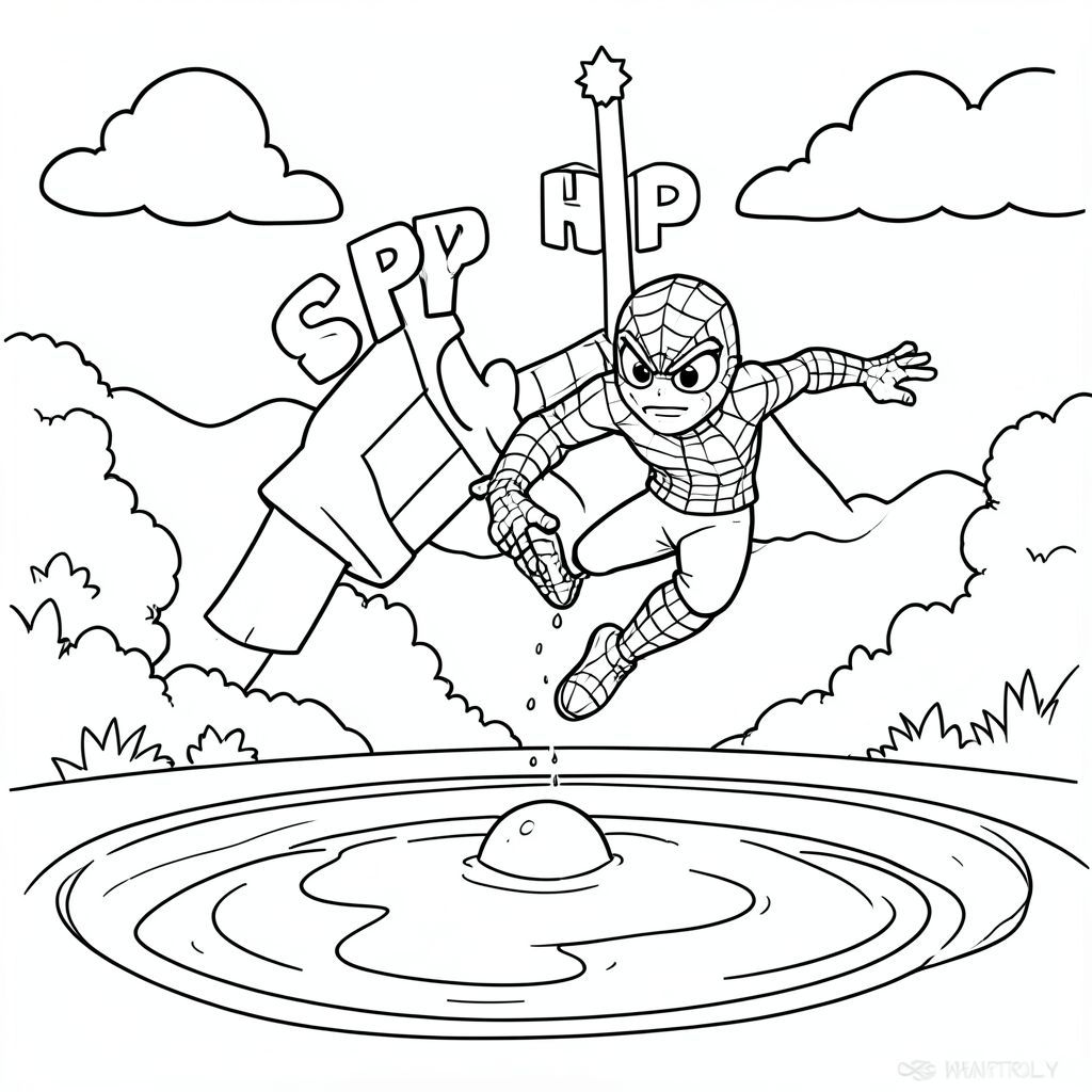 PAW PATROL SKY HELPING SPIDERMAN JUMP OVER PUDDLE