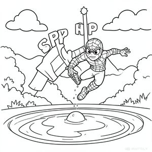 PAW PATROL SKY HELPING SPIDERMAN JUMP OVER PUDDLE