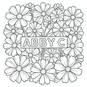 LOTS OF BEAUTIFUL BIG FLOWERS WITH THE WORD ABBY ACROSS THE MIDDLE