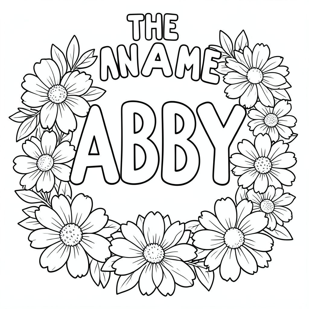 CÁI TÊN ABBY VỚI NHỮNG BÔNG HOA TO ĐẸP XUNG QUANH
