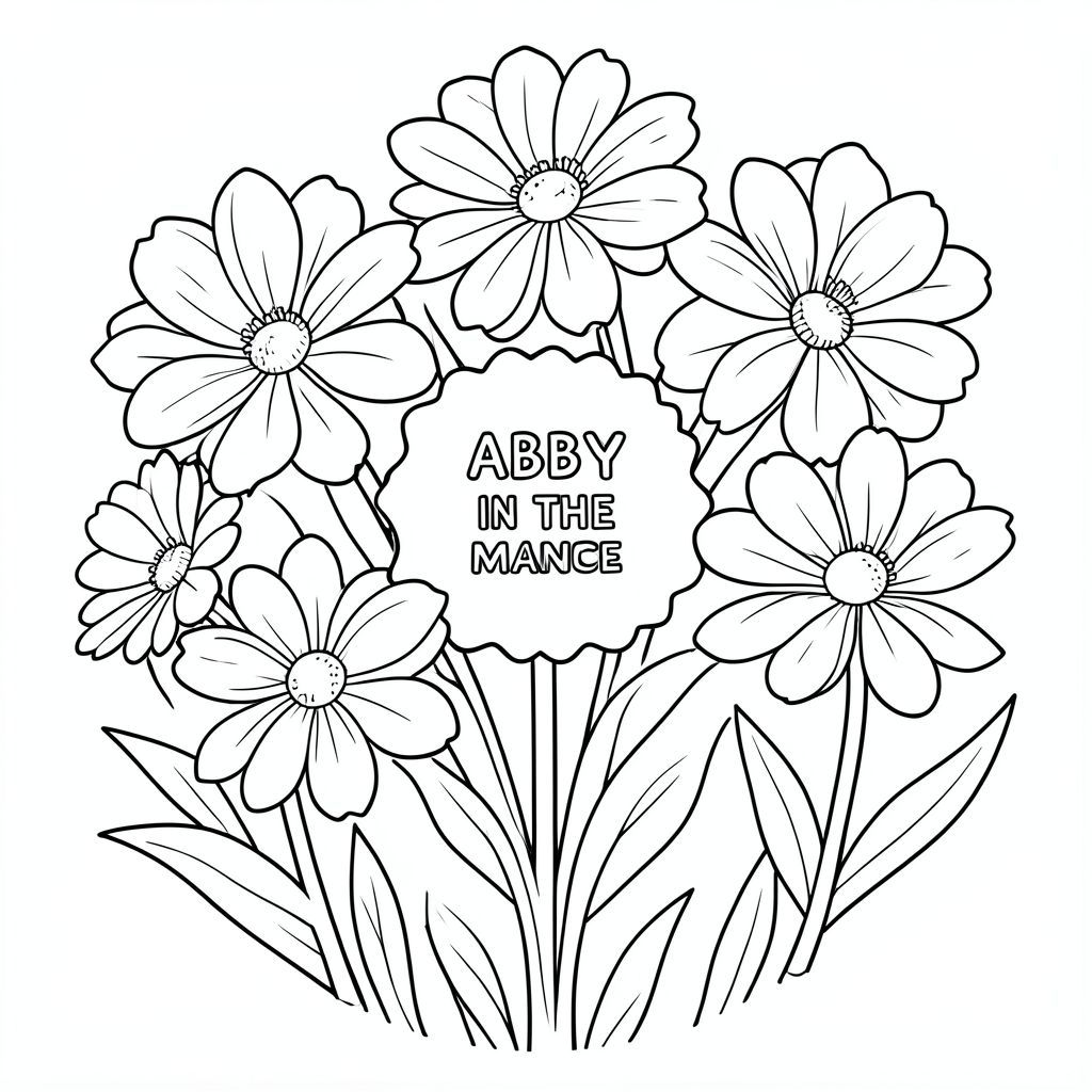 NAME ABBY IN THE MIDDLE OF BIG FLOWERS