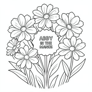 NAME ABBY IN THE MIDDLE OF BIG FLOWERS