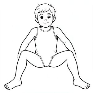 a man, leaning back on his arms sitting with his legs spread apart wearing a thin, stretched taut, translucent white speedo. (penis:1.6) bulge in his groin area, the fabric shadows show the contours of his cock shaftshape and size.