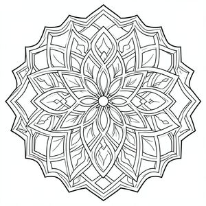 Elegant Islamic geometric mandala, intricate pattern repetition, clean black outlines, no color, coloring page