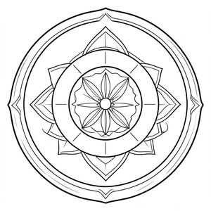 Spiritual chakra mandala, seven-layer circular design, sacred geometry, clean coloring page outline”