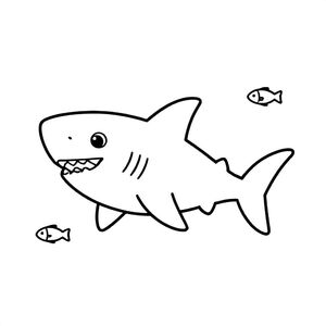 A friendly shark swimming near small fish.
Style rules :
Bold, simple outlines
One main subject per page
Kid-friendly, cute, non-realistic
Large coloring spaces
No text, no shading, no complexity