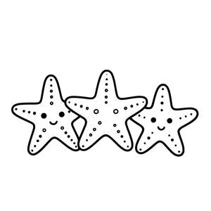 Three starfish resting together on the sea floor.
Style rules :
Bold, simple outlines
One main subject per page
Kid-friendly, cute, non-realistic
Large coloring spaces
No text, no shading, no complexity