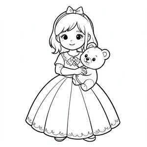 The princess is holding the bear in her hand