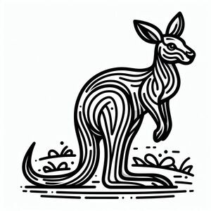 A black and white drawing of a kangaroo 3
