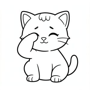 A kawaii baby cat rubbing its eyes sleepily while sitting.
Each page should feature kawaii baby cat illustration.
Bold, clean outlines with consistent line weight.
Large, open spaces for easy coloring.
Simple backgrounds with minimal details like based on each activity.
No shading, no grayscale, no color. no complexity.
No text, words, letters, or numbers.
Avoid overly realistic or highly detailed designs.
Art Style:
Bold and easy