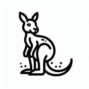 A black and white drawing of a kangaroo 4
