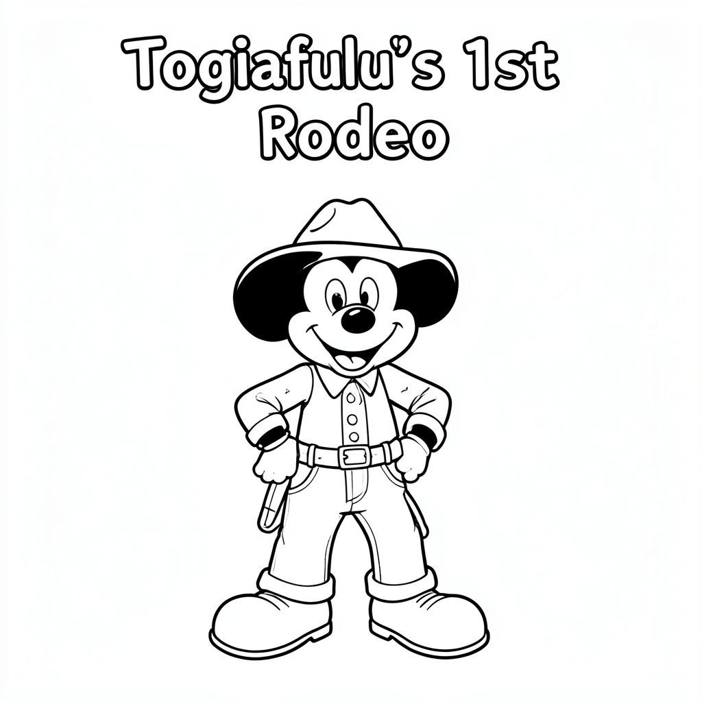 "Togiafulu's 1st Rodeo" tập trung ở giữa ở trên cùng. Với một chàng cao bồi chuột Mickey. Một số vật phẩm cao bồi nhưng không có ngựa. 