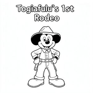 "Togiafulu's 1st Rodeo" tập trung ở giữa ở trên cùng. Với một chàng cao bồi chuột Mickey. Một số vật phẩm cao bồi nhưng không có ngựa. 