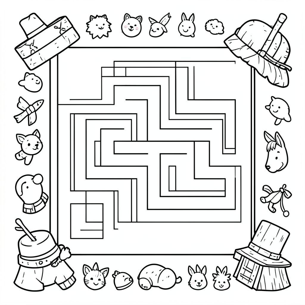 Hoạt động mê cung. Với một số đồ trang trí phương Tây 