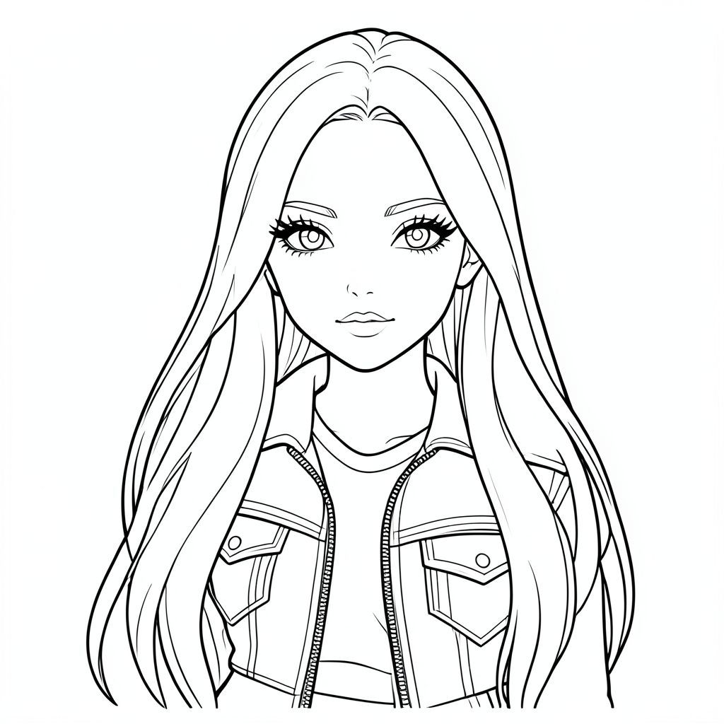 nice really gorgeous girl with a nice street style and y2k look with long hair, long lashes and beautiful eyes
