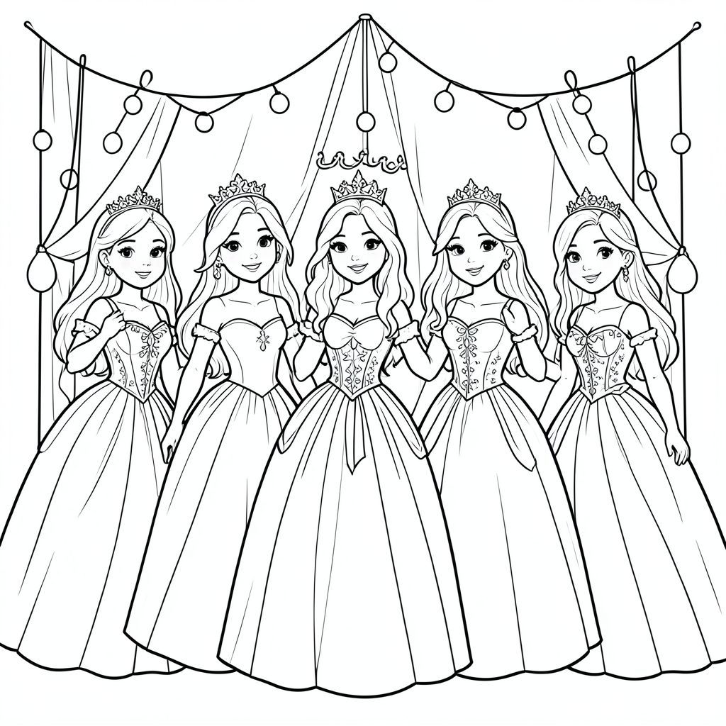 Làm cho nó lờ mờ như một bữa tiệc, với 5 nàng công chúa cao cấp trông như một bức chân dung
