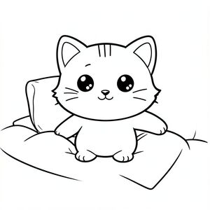Thức dậy và kéo dài trên giường
Nhân vật mèo con Kawaii, cùng một nhân vật nhất quán trong mọi hình ảnh: đầu tròn rất to, thân hình nhỏ xíu, chân ngắn, bàn chân nhỏ, má mũm mĩm, đôi mắt to tròn đơn giản, mũi đen nhỏ, khuôn mặt cười dễ thương, 3 đường nhỏ trên trán, râu đơn giản, tai tròn nhỏ với chi tiết bên trong. Đường viền mịn sạch sẽ, không đổ bóng, không thang độ xám, không màu, chỉ đen trắng.

Phong cách: sách tô màu dành cho trẻ em từ 3–6 tuổi, đường viền dày đậm, nghệ thuật đường nét rất sạch sẽ, chi tiết tối thiểu, không lộn xộn nền, không gian mở rộng để tô màu dễ dàng, bố cục đơn giản, nhân vật ở giữa.

Tư thế: toàn thân, hướng về phía trước hoặc hơi hướng sang một bên, hoạt động kết hợp tư thế đơn giản và rõ ràng.

Cảnh: [HOẠT ĐỘNG], chỉ đạo cụ đơn giản tối thiểu, không có nền phức tạp.

Quan trọng: cùng một khuôn mặt và tỷ lệ nhân vật trong mọi hình ảnh, không thay đổi kiểu dáng, không có chi tiết bổ sung, không có kết cấu.

Đầu ra: độ phân giải cao, nghệ thuật đường nét theo phong cách vector sắc nét, nét đậm dày, trang màu.

--AR 2:3
