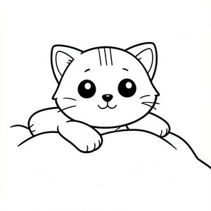 Mèo con thức dậy và duỗi người trên giường.
"Mèo con Kawaii, đầu tròn rất to, thân hình nhỏ xíu, chân ngắn, bàn chân tròn nhỏ, mắt tròn to đơn giản, mũi đen xíu, khuôn mặt cười dễ thương, má mũm mĩm, 3 đường nhỏ trên trán, râu đơn giản, tai tròn nhỏ với chi tiết bên trong, hình tròn mềm mại, đường viền dày đậm sạch sẽ, chỉ đen trắng, không màu, không bóng, không thang độ xám,  Chi tiết đơn giản tối thiểu, nhiều không gian trống để tô màu, thân thiện với trẻ em, 3-6 tuổi, bố cục đơn giản, ký tự ở giữa, nền trắng trơn, thiết kế nhân vật nhất quán, cùng khuôn mặt và tỷ lệ, trang sách tô màu, đường dày, dễ tô màu - độ phân giải cao AR 2: 3 "