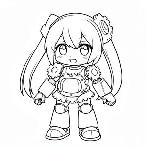 Hatsune Miku trong vai một robot dễ thương với bánh răng sáng bóng