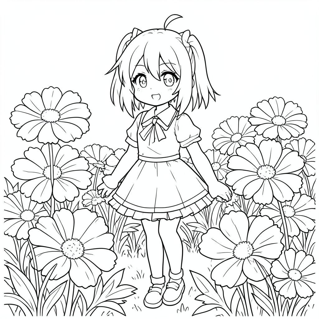 Hatsune Miku trong cánh đồng hoa quá khổ