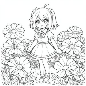 Hatsune Miku trong cánh đồng hoa quá khổ