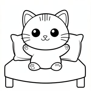 Nhân vật mèo con Kawaii, đầu tròn rất to (70% cơ thể), thân hình trái xoan nhỏ, chân ngắn, bàn chân tròn nhỏ, mắt tròn to cách nhau, mũi tam giác nhỏ, miệng cười, má mũm mĩm, chính xác 3 đường ngắn trên trán, 3 râu mỗi bên, tai tròn nhỏ, hướng về phía trước, ở giữa, tỷ lệ giống nhau trong mọi hình ảnh, đường nét dày đậm rõ ràng, đường nét liên tục mượt mà,  Mèo con ngồi trên giường đơn giản, duỗi cả hai chân lên, gối đơn giản phía sau, chăn đơn giản dưới cơ thể, đồ vật tối thiểu, không gian trống lớn, nghệ thuật đường nét đen trắng, không đổ bóng --ar 2: 3
Không có đường lộn xộn, không phác thảo, không đường mảnh, không mờ, không thang độ xám, không bóng, không có chi tiết thực tế, không có nền phức tạp, không có đối tượng thừa, không biến dạng, không đột biến, không khuôn mặt bị biến dạng, không góc phối cảnh, không có góc nhìn bên, không có đường chồng chéo, không có đường viền bị đứt gãy, đường viền kiểu vector rõ ràng